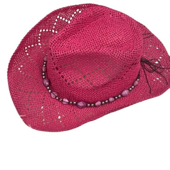 Fuchsia Beaded Cowboy Shapeable Brim Hat - Picture 2 of 4